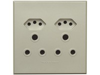 VETI 3 Double RSA Socket 2x16A, 2xV-Slim Socket, Unswitched (100x100mm) Titanium [VETI 3V24T]