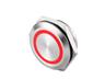 Vandal Resistant Low Profile Push Button Switch 22mm Momentary Flat Button. Red Ring LED 12V - 1n/o 50mA/24VDC -IP65- Stainless. Steel (Anti Vandal) [AVP22F-LP-M1SCR12]