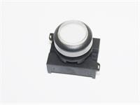 Push Button Actuator Illuminated Latching • White Raised Lens • Black 30mm Bezel [P302LW]