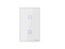 SONOFF 4X2 Luxury White Glass Panel Touch Wall Light Double Switch. It can also be Controlled via 433MHZ RF or WiFi through IOS/Android APP- Ewelink. US Version [SONOFF T2 WIF+RF TOUCH US 2W WH]