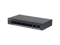 Dahua 10 Port Cloud Managed Desktop Switch with 8 Port POE 10/100 Mbps & 2xRJ45 10/100/1000 Mbps Uplink Port, Port-based VLAN, PSU:54VDC 2.22A, MAC Table Size:8K, Common Mode:4 kV, Differential Mode: 2kV, 1.25kg, 190×106×30mm [DHA CS4010-8ET-110]