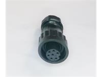 Circular Connector - RD24 Style Econo 7 Pole (6P+Earth) Cable End Female Straight Strain Relief Solder Term. Cable OD 7-12mm. 10A/250VAC. IP67 [CA6LD-II-ECN]