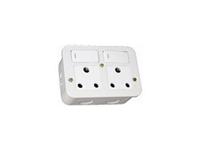 Complete Unit - Switched Double Socket Outlet (3x6) - white [VMC222WT]