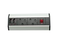 VETI Corner Mount Power Tower 3500W, 2xRSA V-Slim Sockets, 2x16A RSA Sockets, 1xThermal Overload Switch, 2m Standard SA Plug Extention, Aluminium Housing, Power Rating:16A 250VAC, 296.5x99.5x51.7mm [VETI VCM1]