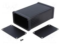Extruded Enclosure • Aluminium • with Metal End Plates • 120x78x43mm • Black Anodized [1455K1201BK]