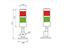 Industrial LED Tubular Econo Beacon Lamp 2 Layer Continuos Red/Green 24VDC NPN with Foldable Mounting Base 64mm Ø x 273mm with Flylead IP20 [CLX-MSL-201-BN-RG]