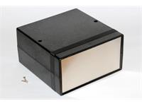 Instrument Enclosure • Flame Retardent ABS Plastic • with Aluminium End Panels • 160x160x86mm • Black [1598EBK]