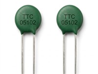 ø5mm Radial Lead Disc NTC Thermistor for Temperature Sensing/Compensation with R25°C= 1kΩ, ±10% Tolerance [TTC05102KSY]