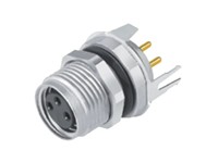 Circular Connector M8 Panel Female Front Fastened 6 Pole DIP Solder - with Shield Sheet IP67 1,5A/30V [09-3422-81-06]