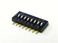 Half-Pitch Type DIP Switch • Pitch : 1,27mm • Form : 1A-SPST(NO) • 25mA-24VDC • 500gf • PCB-SMD Gull Wing [DHN08T]