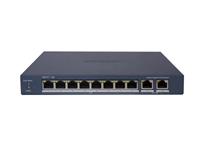 Hikvision Smart Managed 8-Port Gigabit PoE Switch, 2 × Gigabit RJ45 Ports, IEEE 802.3af, IEEE 802.3at, PoE Power Budget:110W, PSU:54VDC, 2.22A Max Power:120W, 20Gbps, Up to 300m Long Range POE Transmission, 6KV Surge Protection, 217.6x27.6x108.5mm [HKV DS-3E1510P-EI]