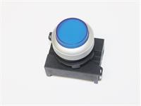 Push Button Actuator Illuminated Latching • Blue Raised Lens • Metallic Silver 30mm Bezel [P302LBS]