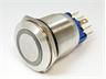 Ø22mm Vandal Proof Stainless Steel IP67 Flat Button and Green 12V LED Ring Illuminated Switch with 1N/O 1C/O Latch Operation and 5A-250VAC Rating [AVP22F-L3SCG12]