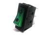 Large Illuminated Rocker Switch • Form : SPST-1-0 • 16A-125/250VAC with 12V Lamp • Solder Tag • 30x11mm • Green Lens Curved Actuator • Marking : • / O [RH110-CEDBG]