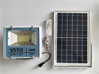 VITO 100W Solar Floodlight Aluminium Alloy Body, Includes Remote + 10W Solar Panel, 6500K IP67 [SOLAR FLOODLIGHT KIT RS-128100]