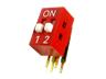 Slide Type DIP Switch • Pitch : 2,54mm • Form : 1A-SPST(NO) • 25mA-24VDC • 1000gf max • PCB-Thru-Hole Right Angle [KTSA02]