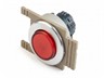 Push Button Actuator Non-Illuminated Momentary • Red Raised Button • Metallic Silver 35mm Flush Bezel [PB352MSR]