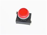 Push Button Actuator Illuminated Latching • Red Raised Lens • Red 30mm Bezel [P302LRR]