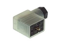 Valve Connector - Rectangular Female DIN43650-B (DIN EN Style) - 2 Pole + Earth w/Protective Diode + Red LED - 8A 24VDC PG9 IP65 4 - 7mm OD Cable Entry BLACK (933388100) [GMNL209NJ-LED24HH BK]