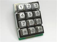 3x4 Waterproof Keypad with 12 Metal Keys and Green Backlight [AK-207-N-SSL-WP-MM-GR]