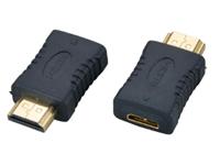 Adaptor HDMI-Male to HDMI(Mini)-Female Straight Gold Plated Contacts in Black [ADAPTOR HDMI M/MINI FEMALE ST]