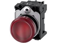 SIRIUS ACT Indicator Lights, 22 mm, Round, Metal, Shiny, Red, Lens, Smooth, with Holder, LED Module with Integrated LED 24 V AC/DC, Screw Terminal [3SU1152-6AA20-1AA0]