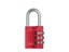ABUS Combination Padlock Red, Aluminium Body, Width:30mm, Shackle Diameter:5mm, Anodized Coating - Corrosion Resistant, Vertical Clearance:25mm, Locking Type:Number Combination, Resettable 3 DIGIT Code, Depth:15.5mm, Height:65mm, Weight:52g [ABUS PADLOCK 145/30 RED]