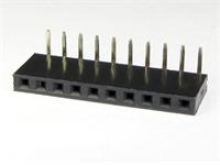 10 way 2.54mm PCB Right Angled Pins SIL Female Socket Header [724100]