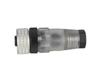 Straight 4-pole female M12 connector with strain relief by cage clamp, 4.0 to 6.0 mm (PG7), suitable for 250V/4A, IP 67, plastic housing (PA), -25 to +90 °C. Transparent housing for mounting LED type E 2 LED PNP [ELKA4012KPG7]