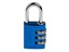 ABUS Combination Padlock Blue, Aluminium Body, Width:30mm , Shackle Diameter:5mm, Anodized Coating - Corrosion Resistant , Vertical Clearance:25mm, Locking Type:Number Combination, Resettable 3 DIGIT Code, Depth:15.5mm, Height:65mm, Weight:52g [ABUS PADLOCK 145/30 BLU]