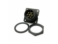 Maxi-Con-X 7-position Panel Mount Pin Connector with Gold plated Solder Cup style Pins and Standard Panel Mount Backshell with epoxy [14182-7PG-3ES]