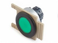 Push Button Actuator Illuminated Latching • Green Flush Lens • Black 35mm Flush Bezel [P351LG]
