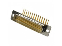 25 Way Male D-Sub Connector With PC Board Right Angle Termination And ( 9.4MM) Machined Pins And Without Mounting Brackets [DB25P1A0N]