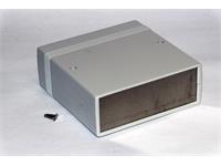 Instrument Enclosure • Polystyrene Plastic • with Aluminium End Panels • 134x135x50mm • Grey enclosure Metal Panel [1598BSGY]