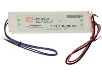 Meanwell AC-DC Single Output LED Driver Constant Voltage (CV); Output 24VDC AT 4.2A; Cable Output, 100W, Input Voltage: 90 - 264VAC, 47- 63HZ, IP67, No Dimming [LPV-100-24]