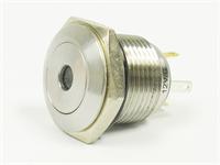 Ø16mm Vandal Proof Stainless Steel IP65 Push Button and Green 12V LED Dot Illuminated Switch with 1N/O Momentary Operation and 2A-36VDC Rating [AVP16F-M1SDG12]