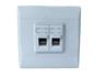 Wall Mount Face Plate 4X4 PVC 8W RJ45 Dual CAT6A, Includes Keystone & Collar [NY-SA8P8C6ADW]