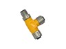 "T" Distribution Adaptor M12 5 Pole - 1 X M12 Female Plug to 1 each M12 Male & Female Receptacles A Coded (21033199501) [XY-1541186-ECN]