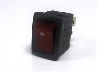 Miniature Illuminated Rocker Switch • Form : SPST-1-0 • 10A-24 VDC • Solder Tag • 19x13mm • Red Lens Curved Actuator • Marking : • [MR110-C6MBR]