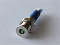 LED Indicator 6mm Flat Panel Mount Green Dot 12VDC 20mA IP65 - Nickel Plated Brass [AVL6F-NDG12]