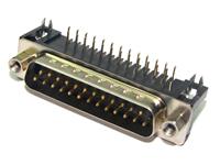 25 way Male D-Sub Connector with PCB Right Angle termination and ( 7.2mm) Stamped Pins [DBPM25P]