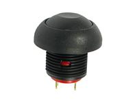 IP67 Non-Illuminated Momentary Push Button Switch • Form : SPST-1-(0M) – without LED • 17mm Round Black Bezel • Black Button • Solder-Lug [PBR171BTLE0]