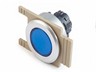 Push Button Actuator Illuminated Momentary • Blue Flush Lens • Metallic Silver 35mm Flush Bezel [P351MBS]