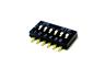 Half-Pitch Type DIP Switch • Pitch : 1,27mm • Form : 1A-SPST(NO) • 25mA-24VDC • 500gf • PCB-SMD Gull Wing [DHN06T]