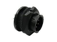 Mini-Con-X 4-position Panel Mount Socket Connector With Contact Size #16 Gold Plated PC Tail Style Sockets And Standard Panel Mount Backshell With Epoxy [CM12BF5A-CW/9-SH]