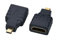 Adaptor HDMI-Female to HDMI(Micro)-Male Straight Gold Plated Contacts in Black [ADAPTOR HDMI F/MICRO MALE ST]