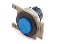 Push Button Actuator Non-Illuminated Momentary • Blue Raised Button • Black 35mm Flush Bezel [PB352MB]