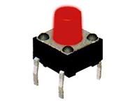 Tactile Switch • Form : 1A - SPST (NO)/4Termn • 50mA-12VDC • 260gf • PCB-ThruHole • Red • Case Size : 6x6 ,Height : 7.0,Lever : 3.5mm [DTS63R]