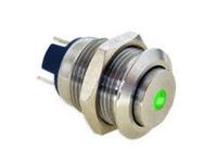 Vandal Resistant Push Button Switch Ø12mm Momentary. Raised Button Red Dot LED 1,8V - 1N/O 2A-36VDC -IP65- Stainless Steel [AVP12R-M1SDR1V8]
