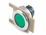 Push Button Actuator Illuminated Latching • Green Flush Lens • Metallic Silver 35mm Flush Bezel [P351LGS]